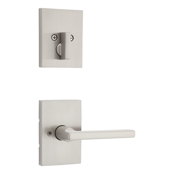 Kwikset Single Cylinder Interior Halifax Lever Trim with Rectangular Rose Satin Nickel Finish 971HFLRCT-15 - main